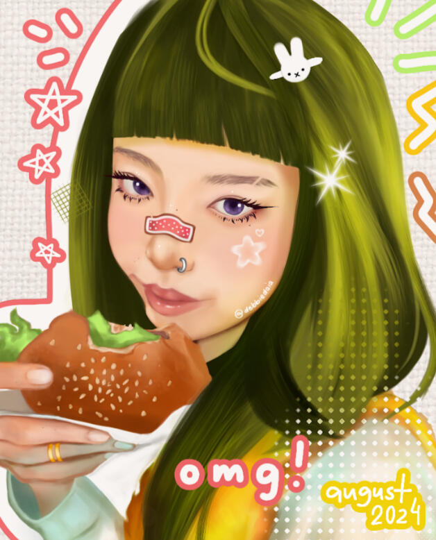 Girlypop eating a burger